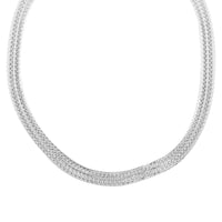 Italian Sterling Silver 16mm Bismark Line Pave Necklace 16-18 Inches 14.2 Grams