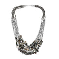 White Seed Beaded Stone Multi Strand Necklace 22 Inches - Sticky add to cart bar