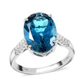 Certified LUXORO 10K White Gold AAA London Blue Topaz and G-H I1 Diamond Ring 2.90 Grams 7.25 ctw - Sticky add to cart bar