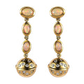 Ethiopian Welo Opal and White Zircon Solar System Planet Drop Statement Earrings in Vermeil Yellow Gold Over Sterling Silver 1.50 ctw - Sticky add to cart bar