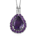 Premium Amethyst 2 Way Wearable Necklace 18 Inches in Platinum Over Sterling Silver 12.10 ctw - Sticky add to cart bar