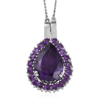 Premium Amethyst 2 Way Wearable Necklace 18 Inches in Platinum Over Sterling Silver 12.10 ctw