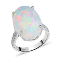 Certified & Appraised ILIANA 18K White Gold AAA Ethiopian Welo Opal and G-H SI Diamond Ring 4.30 Grams 9.40 ctw - Sticky add to cart bar