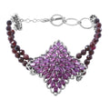 Orissa Rhodolite Garnet and Natural White Zircon Sparkle Bracelet in Platinum Over Sterling Silver (6.50-8.00In) 14.50 Grams 23.00 ctw - Sticky add to cart bar