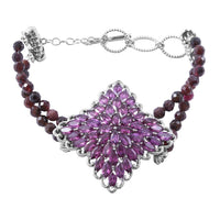 Orissa Rhodolite Garnet and Natural White Zircon Sparkle Bracelet in Platinum Over Sterling Silver (6.50-8.00In) 14.50 Grams 23.00 ctw