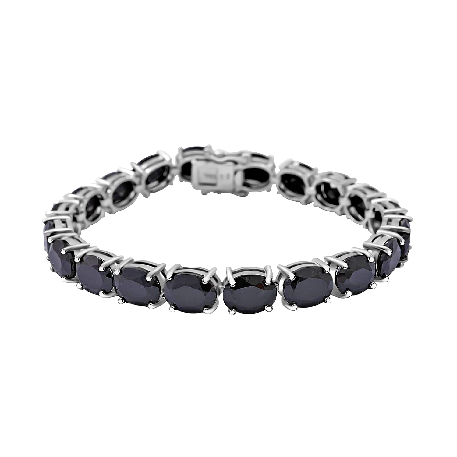 Natural Thai Black Spinel Tennis Bracelet in Platinum Over Sterling Silver (6.50 In) 11.35 Grams 40.85 ctw