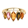 Multi-Tourmaline 5 Stone Ring in Vermeil Yellow Gold Over Sterling Silver (Size 7.0) 1.60 ctw - Sticky add to cart bar