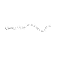 Rhodium Over Sterling Silver 9mm Lobster Lock with LOVE Extender Chain (2 In)