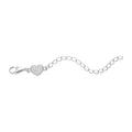 Simulated Diamond 9mm Lobster Lock with Heart Extender Chain in Rhodium Over Sterling Silver (2 In) 0.20 ctw - Sticky add to cart bar