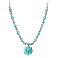 AMERICAN Natural Sleeping Beauty Turquoise Station Necklace 18 Inches in Platinum Over Sterling Silver 15.80 Grams 7.15 ctw