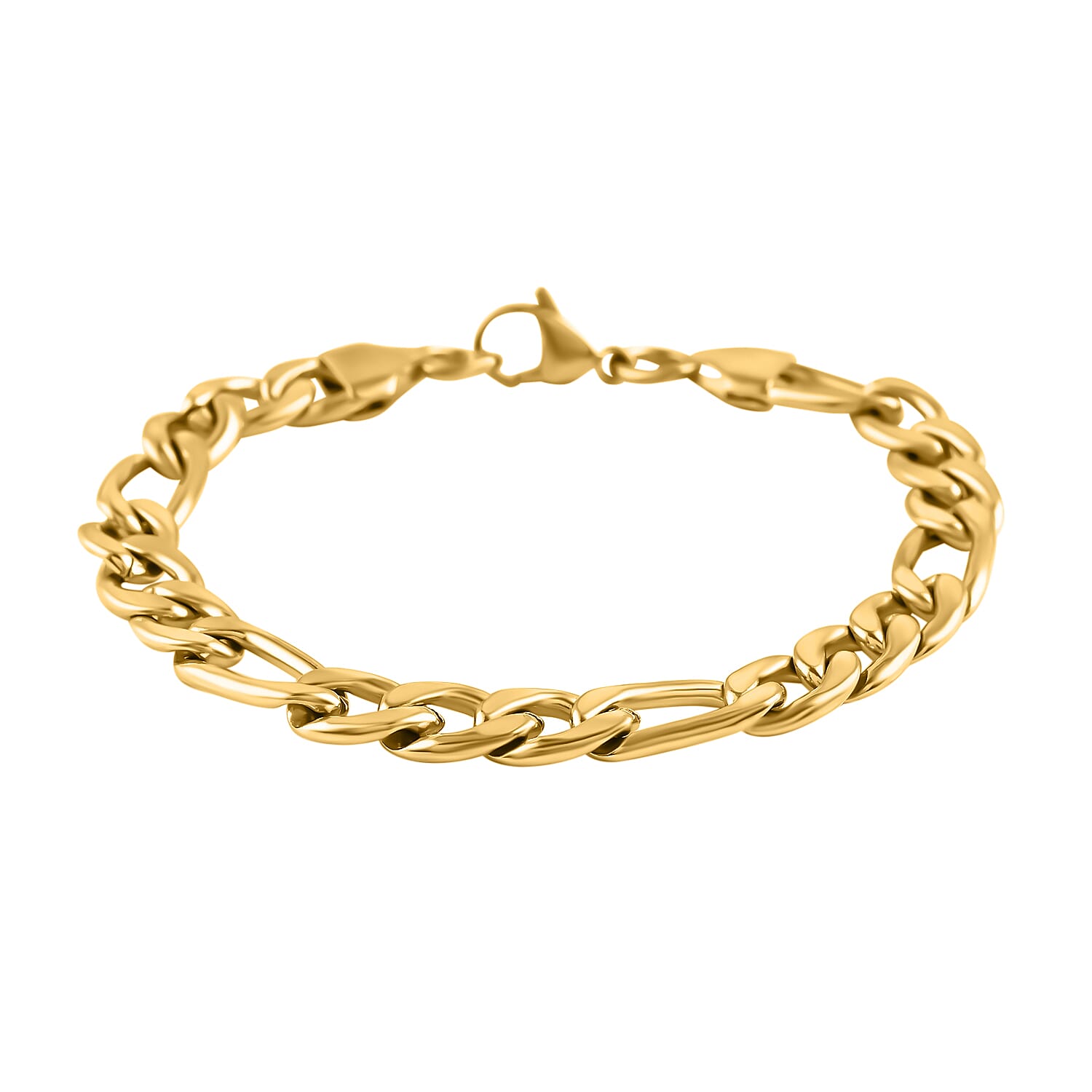 Figaro Bracelet in ION Plated Yellow Gold Stainless Steel (8.50 In) 17.80 Grams