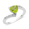 Premium Peridot, Natural White Zircon Fancy Ring in Rhodium Over Sterling Silver (Size 10.0) 1.40 ctw - Sticky add to cart bar