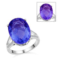 Color Change Fluorite, Natural White Zircon Ring in Rhodium Over Sterling Silver (Size 10.0) 14.50 ctw - Sticky add to cart bar