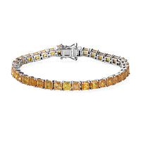 Fissure Filled Yellow Sapphire Cluster Bracelet in Platinum Over Sterling Silver (6.50 In) 10.45 Grams 17.75 ctw
