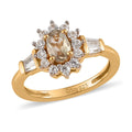 AAA Turkizite, Natural White Zircon Ring in Vermeil YG Over Sterling Silver (Size 10.0) 1.00 ctw - Sticky add to cart bar