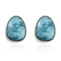 Artisan Crafted Larimar Solitaire Stud Earrings in Sterling Silver 4.35 ctw - Sticky add to cart bar