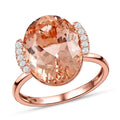 Certified & Appraised ILIANA 18K Rose Gold AAA Marropino Morganite and G-H I1 Diamond Ring 3.78 Grams 9.00 ctw - Sticky add to cart bar