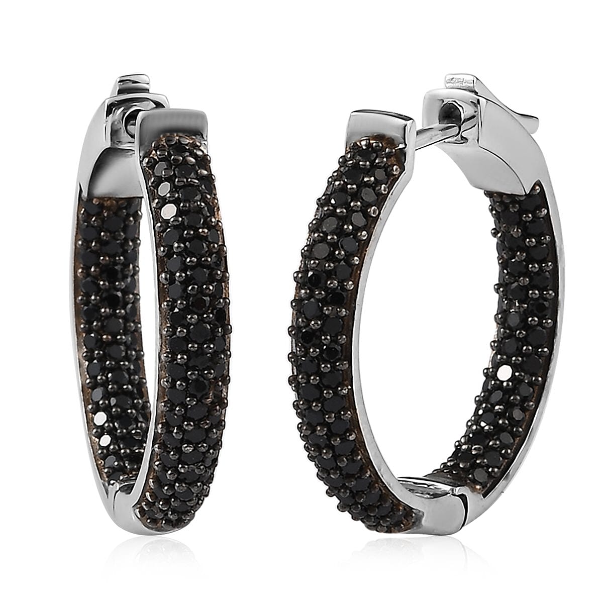 DOORBUSTER Natural White Zircon Hoop Earrings in Platinum Over Sterling Silver 2.00 ctw