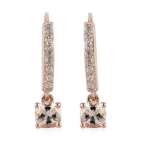 Marropino Morganite and Natural White Zircon Lever Back Earrings in Vermeil Rose Gold Over Sterling Silver 1.30 ctw
