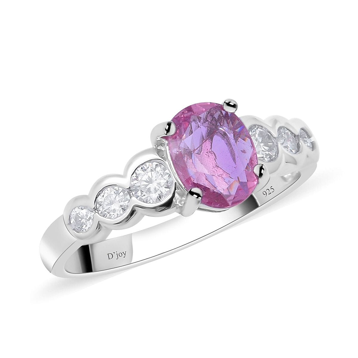 Kanchanaburi Blue Sapphire and Moissanite VS-EF Ring in Platinum Over Sterling Silver 1.40 ctw