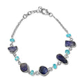 Artisan Crafted Tanzanite and Madagascar Paraiba Apatite Bracelet in Sterling Silver (7.25 In) 16.50 ctw - Sticky add to cart bar