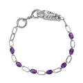 Doorbuster Karis Amethyst, Thai Black Spinel Paper Clip Chain Bracelet in Platinum Bond (6.50 In) 2.65 ctw - Sticky add to cart bar