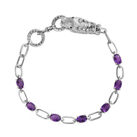 Doorbuster Karis Amethyst, Thai Black Spinel Paper Clip Chain Bracelet in Platinum Bond (6.50 In) 2.65 ctw