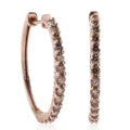 LUXORO 10K Rose Gold Natural Champagne Diamond Hoop Earrings (3.25 g) 1.00 ctw - Sticky add to cart bar