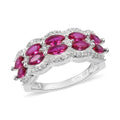 Simulated Ruby, Simulated White Diamond Ring in Silvertone (Size 7.0) - Sticky add to cart bar