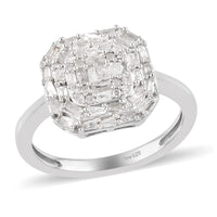 Diamond Cluster Ring in Platinum Over Sterling Silver 0.50 ctw 5 out of 5 Customer Rating