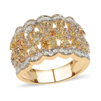 14K Yellow Gold Natural Pink, Yellow and White Diamond Band Ring (Size 10.0) 5.10 Grams 1.25 ctw (Delivery in 10-15 Business Days)