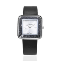 STRADA Moving Black Austrian Japanese Movement Watch with Black Faux Leather Strap