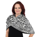 NYC CLOSE OUT Black and White Animal Print Shawl (72"x8") - Sticky add to cart bar