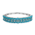 Doorbuster American Natural Sleeping Beauty Turquoise Bangle Bracelet in Platinum Over Sterling Silver (6.50 In) 21 Grams 9.15 ctw - Sticky add to cart bar