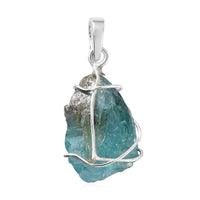 Doorbuster Artisan Crafted Rough Cut Pariaba Apatite Pendant in Sterling Silver 10.00 ctw