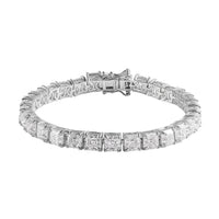 Asscher Cut Moissanite 5mm Tennis Bracelet in Platinum Over Sterling Silver (6.50 In) 11 Grams 20.00 ctw