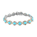 Premium American Natural Sleeping Beauty Turquoise, Multi Gemstone Bracelet in Vermeil YG and Platinum Over Sterling Silver (7.25 In) (21 g) 11.75 Carat Total Weight - Sticky add to cart bar
