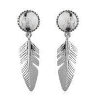 White Buffalo Feather Earrings in Platinum Over Sterling Silver 3.65 ctw