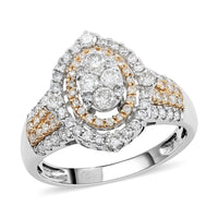 NY Closeout 14K Yellow & White Gold Natural Yellow and White Diamond (SI) Fancy Ring (Size 6.0) (4.95 g) 1.65 ctw