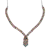 AAA Multi-Tourmaline Necklace in Platinum Over Sterling Silver, Waterfall Necklace, Wedding Gifts For Her (18 Inches) 19.20 ctw
