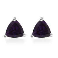 African Amethyst Solitaire Stud Earrings in Stainless Steel 1.00 ctw