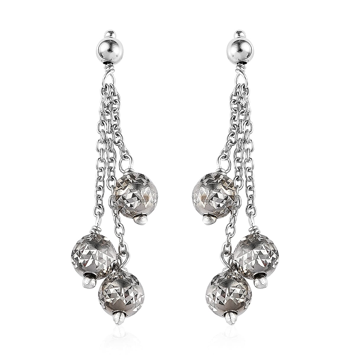 Platinum Over Sterling Silver Dangle Earrings 1.90 Grams