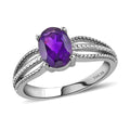 Amethyst Solitaire Ring in Stainless Steel 1.25 ctw - Sticky add to cart bar