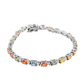 Doorbuster Multi Sapphire and Natural White Zircon Bracelet in Platinum Over Sterling Silver (6.50 In) 8.50 Grams 7.35 ctw - Sticky add to cart bar