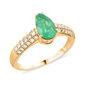 Certified & Appraised LUXORO 14K Yellow Gold AAA Boyaca Colombian Emerald and G-H I2 Diamond Ring 2.50 Grams 1.50 ctw - Sticky add to cart bar