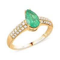 Certified & Appraised LUXORO 14K Yellow Gold AAA Boyaca Colombian Emerald and G-H I2 Diamond Ring 2.50 Grams 1.50 ctw