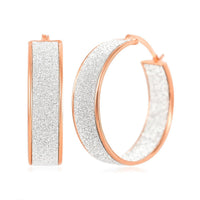 14K RG Over Sterling Silver Stardust Hoop Earrings (3.90 g)