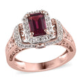 Natural Tanzanian Wine Garnet and Multi Gemstone Ring in Vermeil Rose Gold Over Sterling Silver 1.75 ctw - Sticky add to cart bar