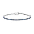 Blue Diamond Tennis Bracelet in Platinum Over Sterling Silver (7.25 In) 3.00 ctw - Sticky add to cart bar