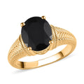 Natural Thai Black Spinel Solitaire Ring in Vermeil Yellow Gold Over Sterling Silver 4.85 ctw - Sticky add to cart bar